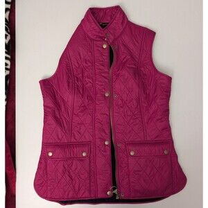 Barbour Cavalry Gilet Quilted Fleece Vest Pink Magenta Womens US 8 UK 12 Lined